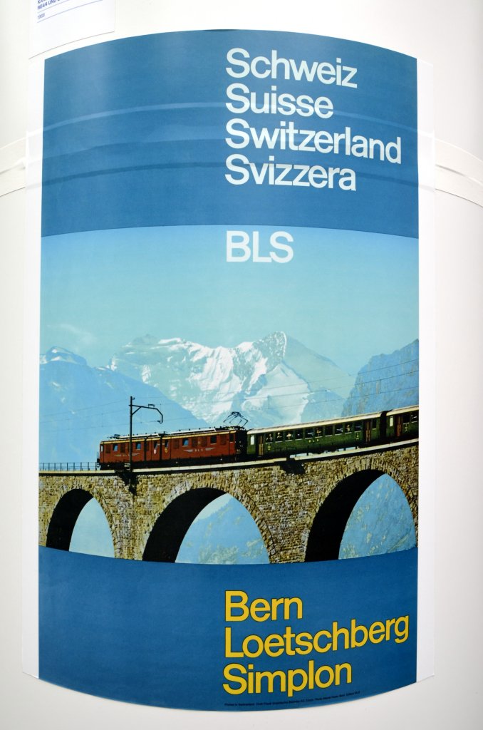 BLS Jubil�um 2013: Historisches Werbeplakat der BLS, ausgestellt im Tropenhaus in Frutigen. (29.06.2013)