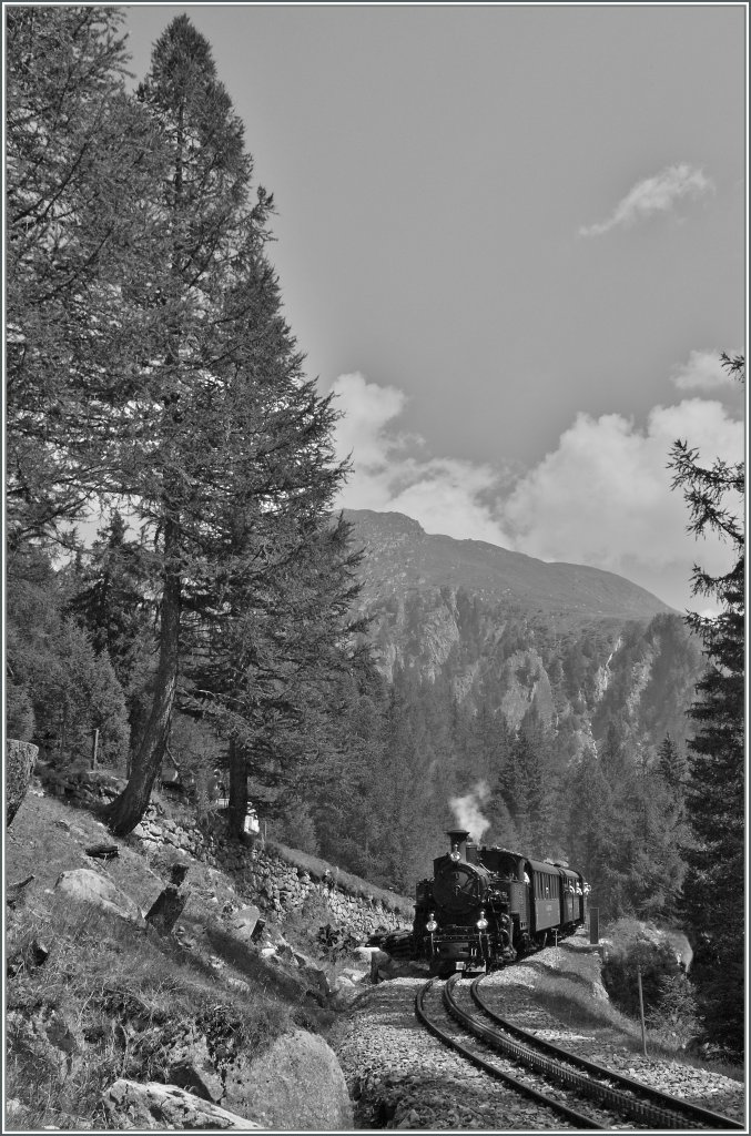 Der DFB Dampfzug kommt...
Die HG 3/4 N� 1 mit ihrem Reisezug von Realp erreicht in K�rze Oberwald.
5. Aug. 2013