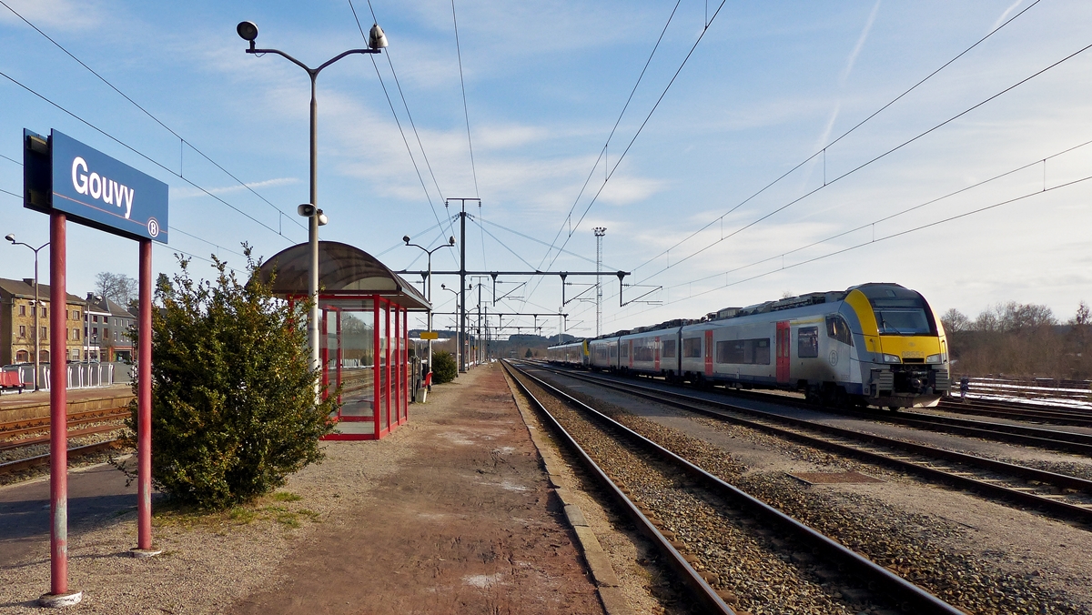 . Der Bahnhof von Gouvy ist wieder in den Fokus der Bahnfotografen ger�ckt - Eine Impression des Bahnhofs mit zwei Reserve Desiros am 09.03.2016 (Jeanny)