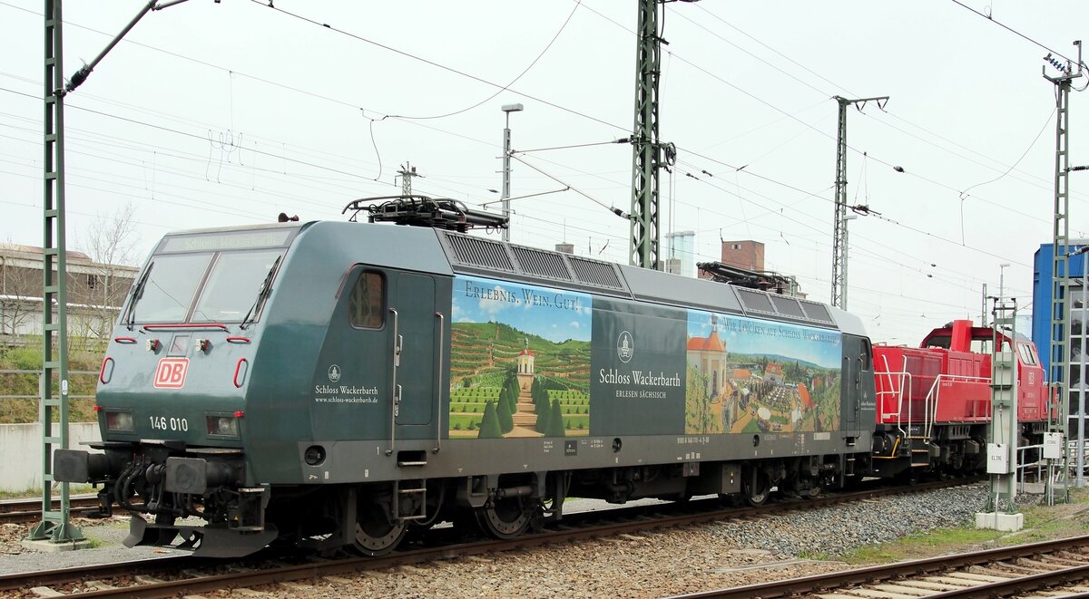 146 010-4   91 80 6 146 010-4-D-DB in Dresden Altstadt am 15.04.2016, auf dem Nachbargrundstück de 8. Dampfloktreffens in Dresden.