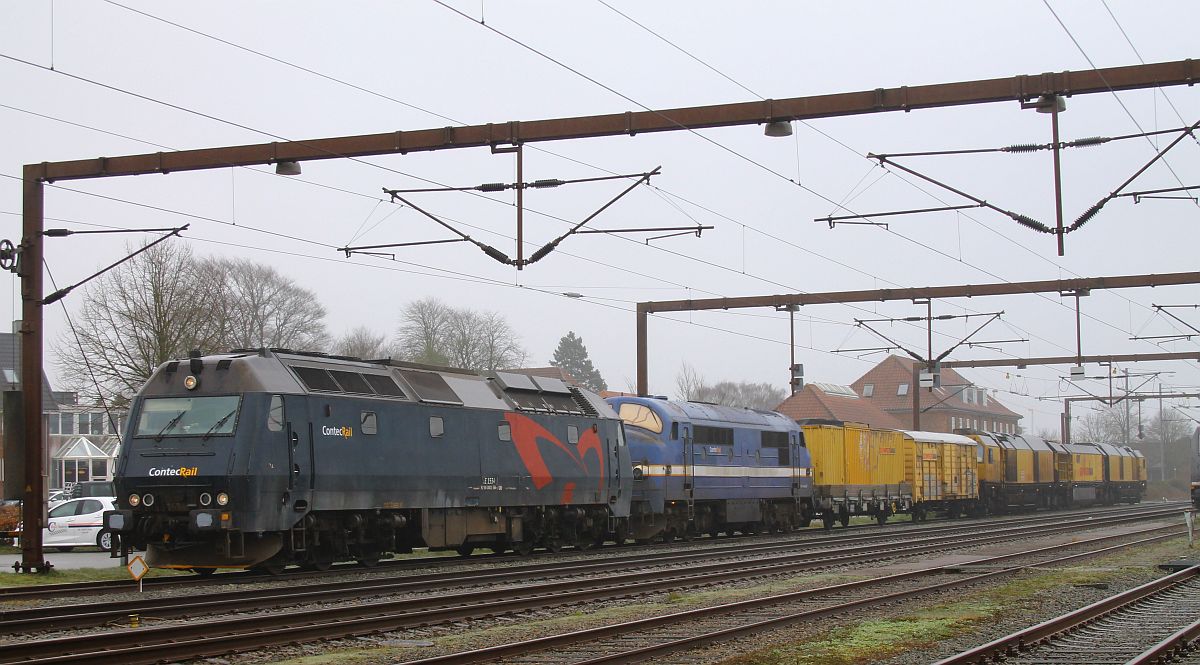 Contec ME 1534 + MX 1008 vor Schweerbau-Schleifzug RG 48 II warten in Pattburg auf Ausfahrt Richtung Norden, 21.03.2023