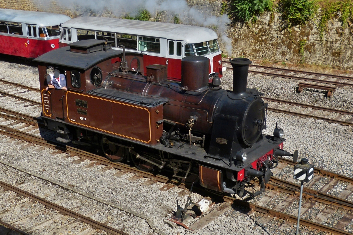 Dampffestival im Fond de Gras, AMTF Dampflok Nr 5, hat ihren Zug aus Petange nach Fond de Grasgezogen, aufgenommen während dem Umsetzen im Bahnhofsvorfeld. 04.09.2022 
