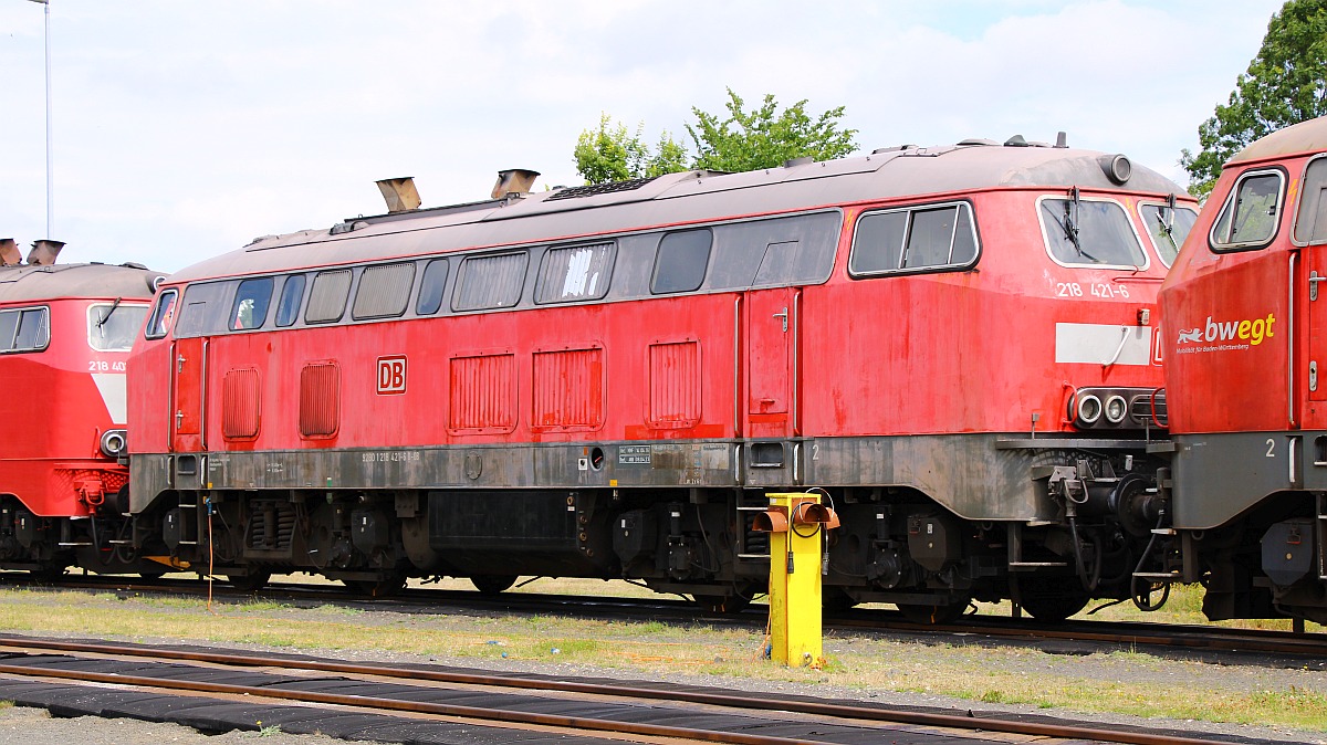 DB 218 421-6, REV/MMF/14.04.16, Verl/ANB/08.04.23, Bw Nieb�ll 13.07.2022