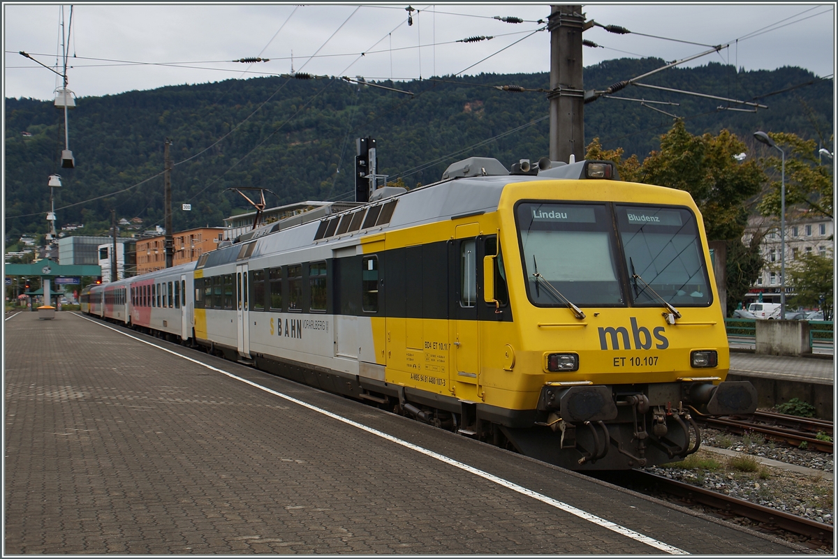 Der ET 10.107 der Montafonbahn in Bregenz.
18. Sept. 2015