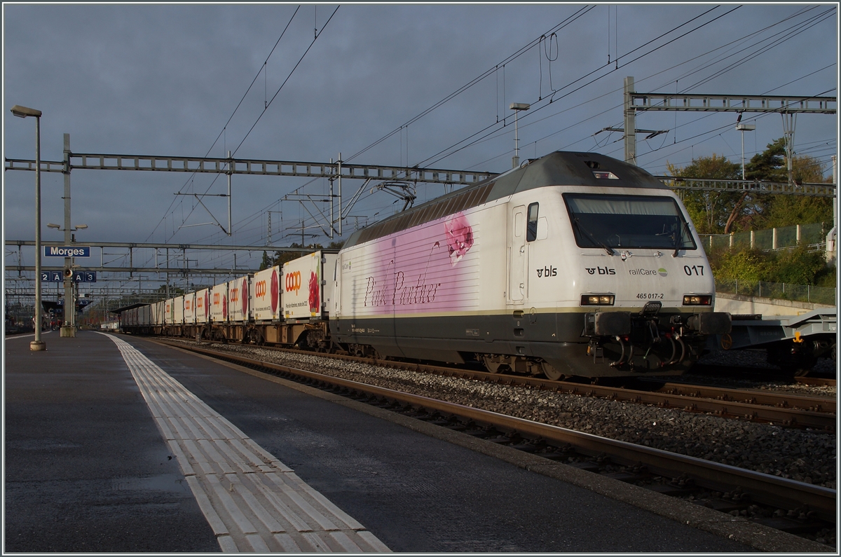Die BLS Re 465 017 in Morges. 
15. Okt. 2015
