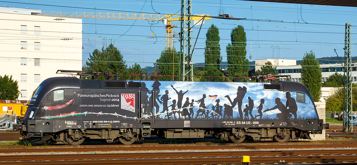 
Die MRCE-Dispolok ES 64 U2-009 / 182 509-0 (91 80 6182 509-0 D-DISPO) ist am 25.09.2016 beim Bahnhof Basel Badischer Bahnhof abgestellt. 

Die Aufnahme konnte ich aus dem Zug heraus machen.
