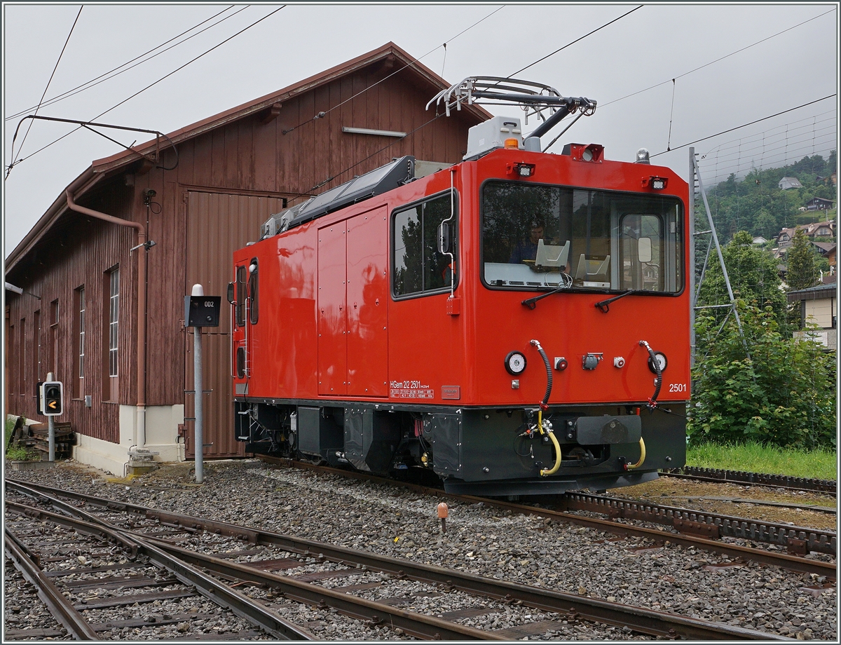 Die MVR  Gem 2/2 2501 in Blonay.
21. Juni 2016