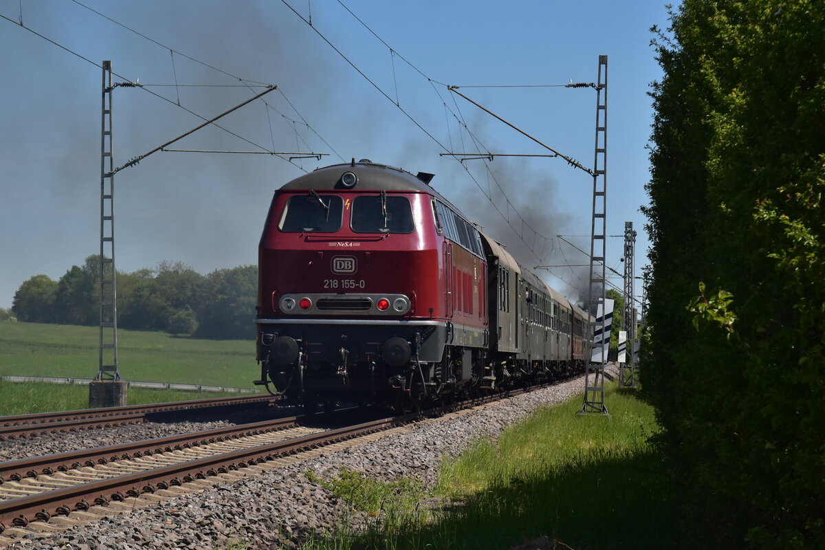 Die NeSa 218 155 war am Zugschluss des DPE17473 zusehen. Sonntag den 11.5.25 Hohenstadt 