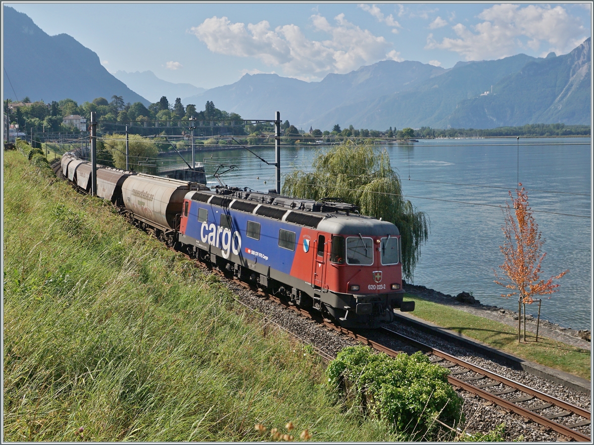 Die SBB Re 6/6  11623 (Re 620 023-2)  Rupperswil  ist kurz nach Villeneuve mit dem leeren Spaghetti Zug auf dem Weg nach Vallorbe.

7. Sept. 2021