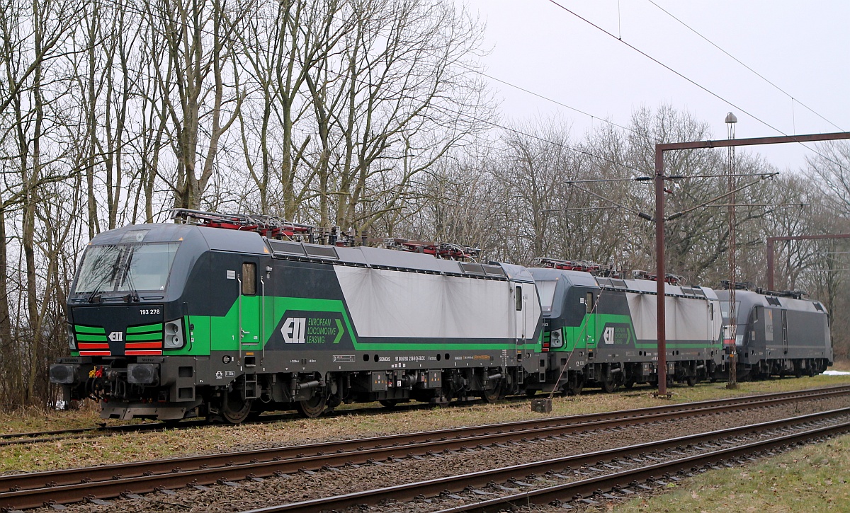 ELL/TXL 193 278-9, 193 283-9 und MRCE/TXL 182 527-0 Pattburg/DK 12.03.2018
