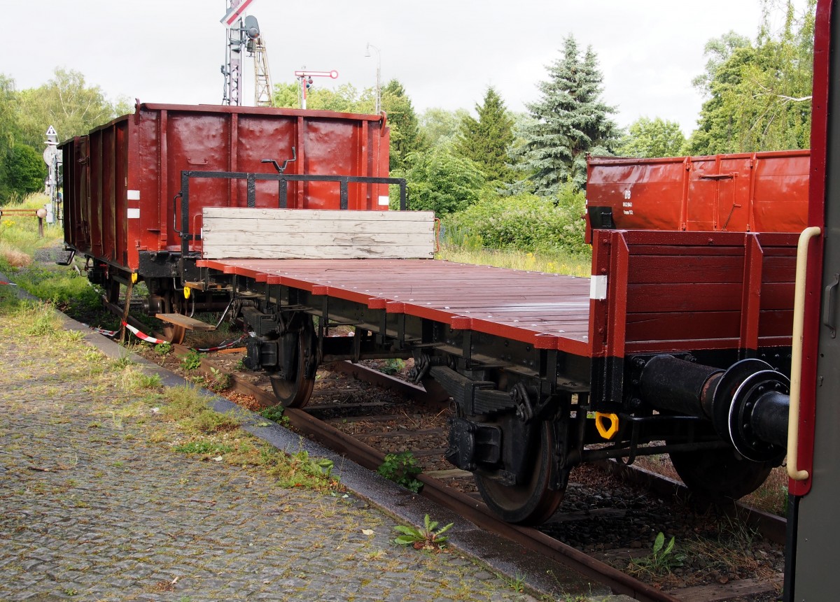 Flachwagen im Eisenbahnmuseum Vienenburg am Harz, am 19.06.2014.