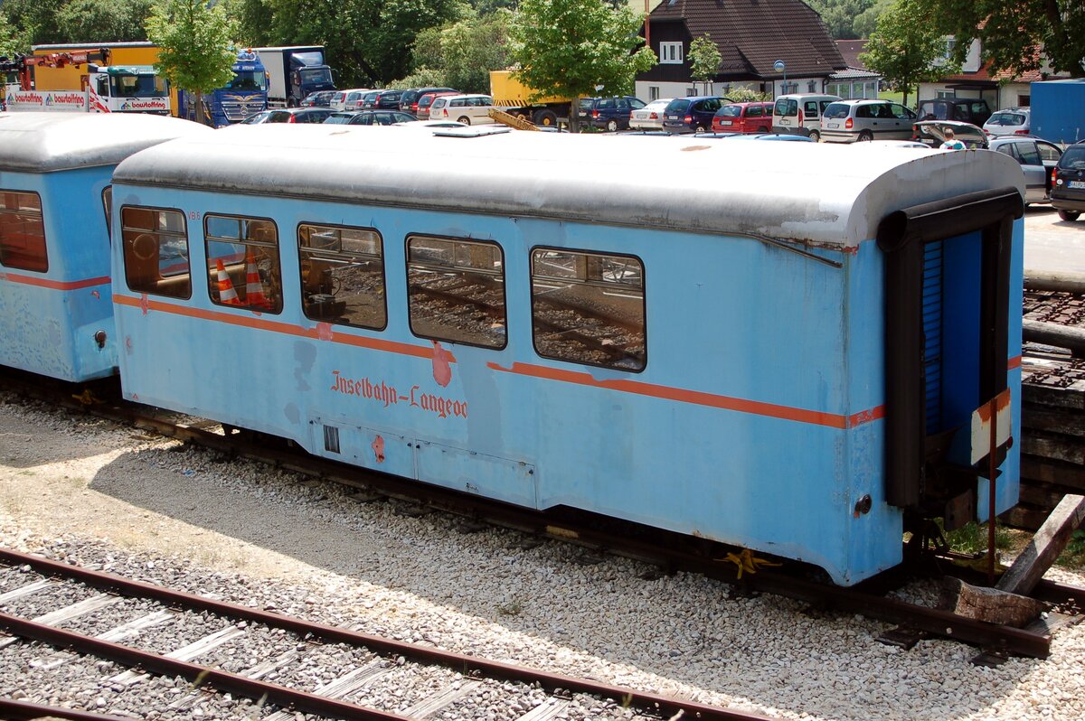 Härtsfeldbahn Fuhrpark zur Aufarbeitung wagen von der Inselbahn Langeoog am 07.06.2007.
