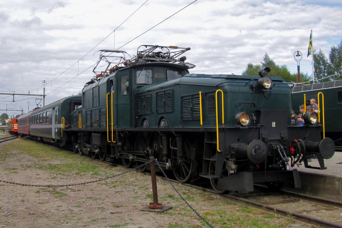 Helvetosuchus Borealensis (N�rdlicher Schweizerkrokodil) heisst dieser Spezies: am 12 September 2015 steht 14305 als gast in dass Schwedischen Eisenbahnmuseum in G�vle w�hrend das Feierwochenende  100 Jahren Elektrotraktion auf die Schiene in Schweden'. Nach eine Woche Schweden bekam 14305 auf den Ruckfahrt nach Basel ein massiver Schaden und musste/durfte beinahe 2 Jahre ins Bw von Meiningen verbleiben.