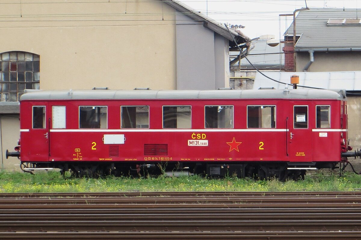 Historischer Triebwagen M 131-1448  Hurvinek  (CZ f�r Befreiung) steht am 26 Augustus 2021 abgestellt in Breclav.