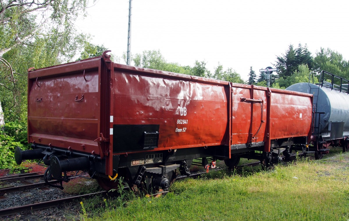Hochbordwagen Omm52 im Eisenbahnmuseum Vienenburg am 19.05.2014.