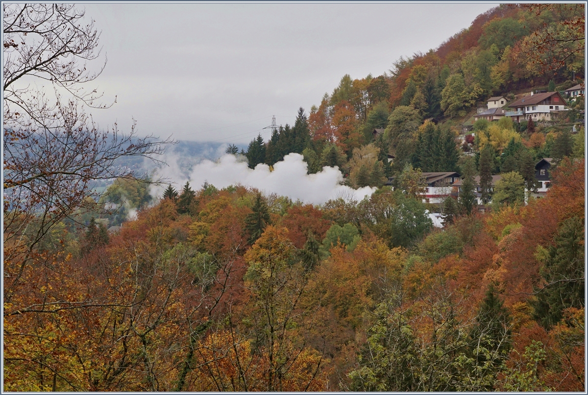 La Dernière du Blonay - Chamby - das 50. Jahre Jubiläum beschliesst die Blonay Chamby Bahn mit einer Abschlussvorstellung und dies mit viel Dampf: Davon sieht man auf dem Bild nicts, dafür um so mehr den Rauch und ohne Frage der Dampfzug kommt! 

28. Okt. 2018