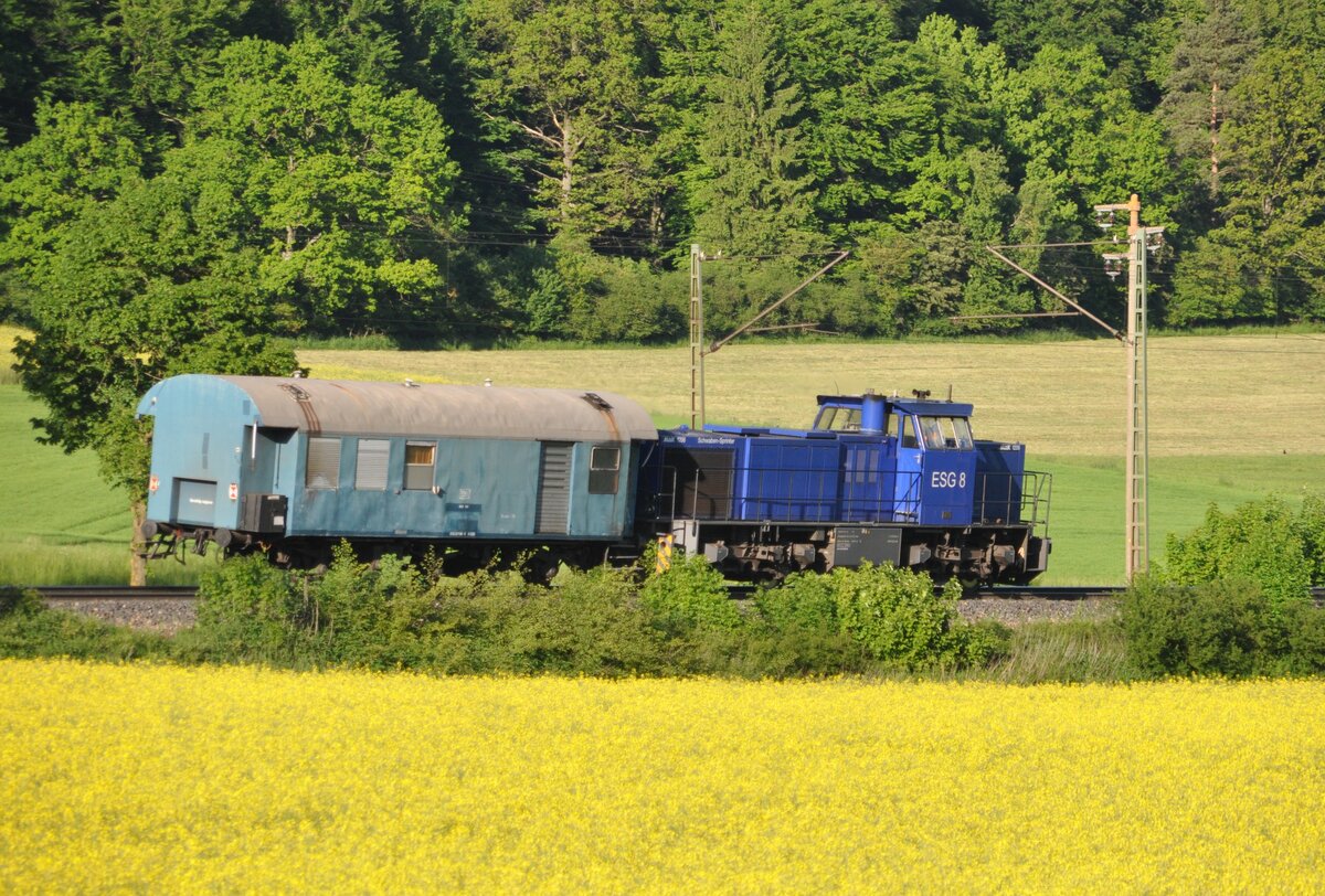 MaK 1206 ESG 8 Schwaben Sprinter mit Bauzugwagen bei Amstetten am 05.06.2010.