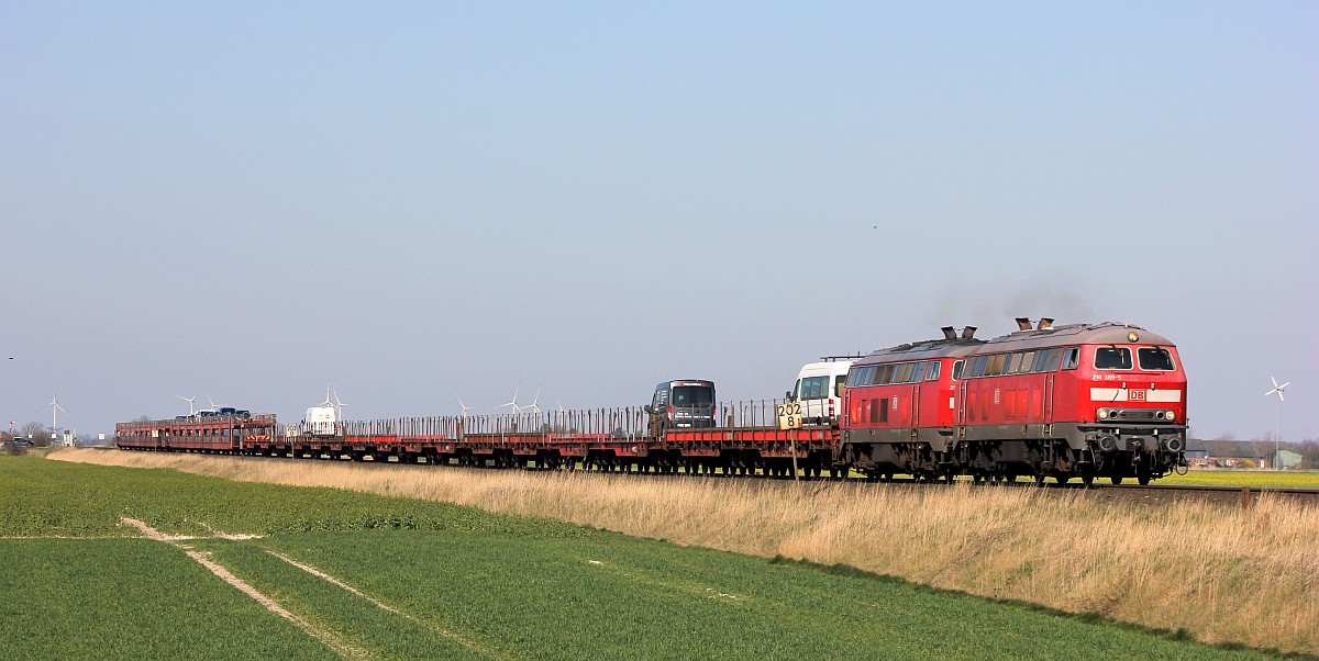 Mit einem der wenigen SyltShuttle kamen heute 218 389-5(REV/HB X/17.11.17) und 218 380-4(REV/HB X/12.03.16) von Westerland nach Nieb�ll gefahren. 05.04.2020