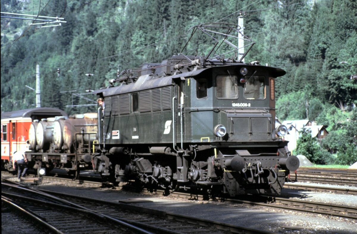 ÖBB 1245.005-2 in Hieflau am 23.08.1987.