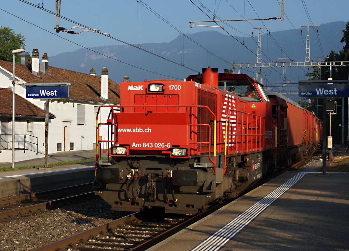 SBB: Löschzug mit der Am 843 026-6 in Solothurn-West am 31. August 2016.
Foto: Walter Ruetsch