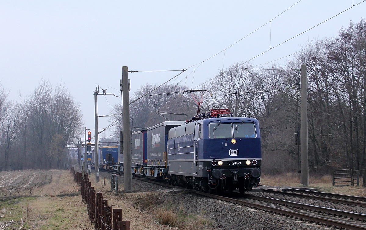 SEL 181 204-9  R�gen  mit KLV nach Duisburg Ausfahrt Harrislee/Padborg 24.03.2021
