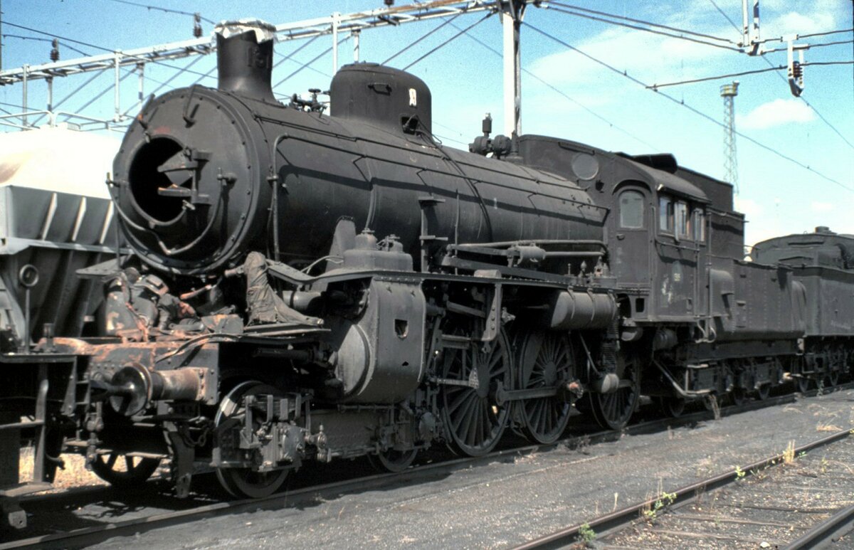SJ Dampflok der Kriegsreserve Typ B im TGOJ Eisenbahnmuseum in Grängesberg am 02.08.1994.