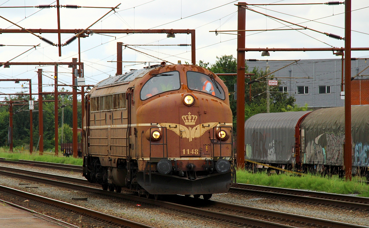SRP Litra MY 1148 i.E für CFL Cargo DK dieselte dann wieder zu den beiden RailAdv Begleitwagen um diese dann nach Tinglev zu bringen. Pattburg 08.08.2022