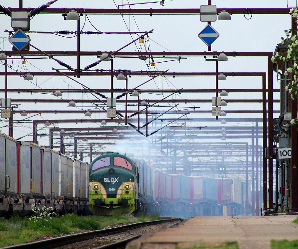 Was in Deutschland eine Ludmilla von sich gibt schafft die Rundnase in Dänemark auch....BLDX MX 1019 kommt vom TXL Terminal im Padborger Industriegebiet in den Gbf Padborg gefahren. 01.06.2013