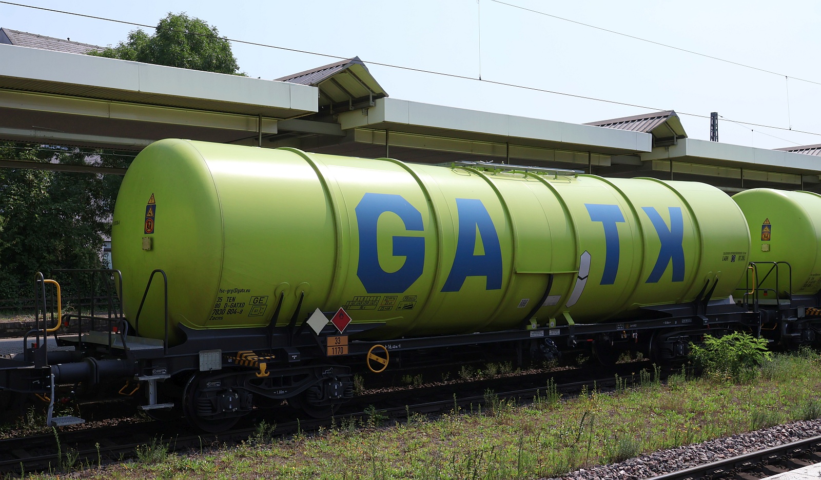 D-GATXD 35 80 7830 802-2 Gattung Zacns Volumen 98.060l beladen mit 33/1170 Enthanol/Ethylalkohol. Koblenz 12.08.2025