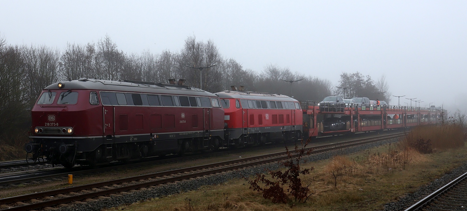 DB 218 838/373 und 218 837 im SyltShuttle Dienst. Niebüll 01.03.2025
