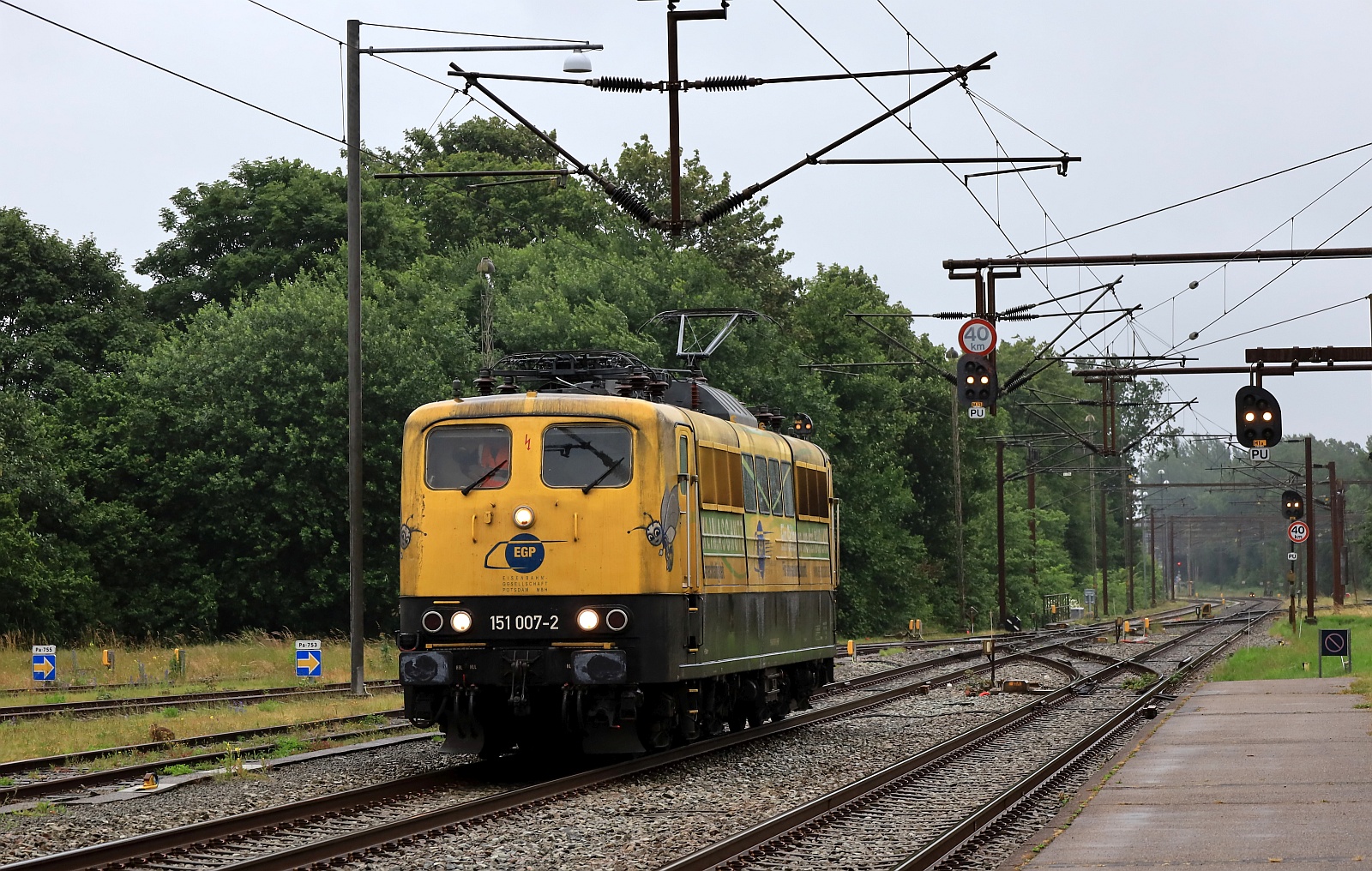 EGP 151 007-2  Biene  REV/EGP/25.03.22 kam aus der Abstellung und wartet nun auf die Rangierfahrt zu anderen Seite des Bahnhofes.Pattburg 24.06.2025
