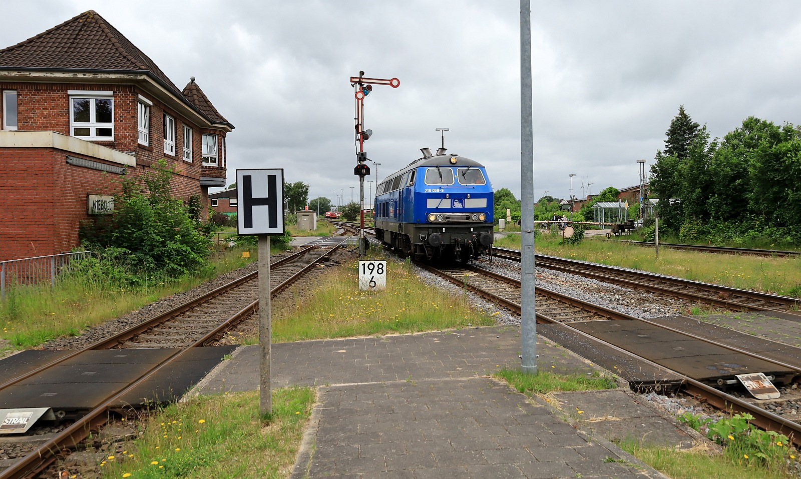 PRESS 218 058-9 auf Rangierfahrt im Bahnhof Nieb�ll. 03.06.2024