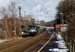 Die an die BLS Cargo / Crossrail Benelux vermietete X 4 E – 713 / 193 713-5  (91 80 6193 713-5 D-DISPO) der MRCE Dispolok GmbH (München) fährt am 15.03.2023, mit einem Kesselwagenzug
