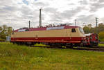 Die 120 004-7 im Farbdesign wie bei Ablieferung (1980), ex DB 752 004-2 am 30.10.2017 im DB Museum Koblenz.