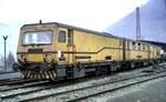 Schleifzug Speno International SA Geneve URR 28 E/S in Geislingen Steige am 06.02.1982.