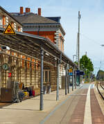 Der schöne Bahnhof Bützow am 16.05.2022.
