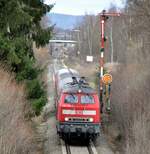218 454-7 mit Nahverkehrszug in Senden am 23.11.2009.