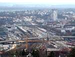 Bahnhofsüberblick von Ulm am 10.04.2015.