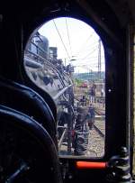 Blick wie ein Lokf�hrer von der 57 3088 (ex G10 6011 Halle) am 29.04.2007 im S�dwestf�lische Eisenbahnmuseum, Siegen.