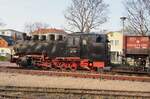 99 791 der Lösnitzgrundbahn in Radebeul Ost am 12.04.2016.