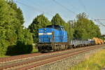 Press 203 052-7 mit leeren Weichenwagen bei Th�ngersheim am 7.6.2026 gen Gem�nden fahrend.