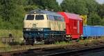 DB 218 330-9, REV/BCS X/25.02.22 mit Neum�nsteraner Netz Notfalltechnikwagen in J�bek 19.07.2022 (jpeg)