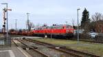 DB 218 366-3 REV/HB X/29.11.16, Verl/ANB/29.11.24 und 218 397-8 REV/HB X/03.03.17, Verl/ANB/08.03.24 mit SyltShuttle Einfahrt Nieb�ll Bahnhof 27.02.2024