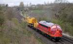Auf dem Weg zur n�chsten Baustelle im Bremer Hauptbahnhof...AMR MY 1155 plus Bauzug aufgenommen in Neuholzkrug bei Flensburg 13.04.2017