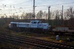 Die 4185 142-1 (92 80 4185 142-1 D-ERD) eine dieselelektrische Vossloh DE 18 der Eiffage Infra-Rail GmbH schient einen Bauzug am 21 Januar 2025 in den Abstellbereich (Schieneninfrastruktur) der