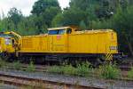   Die 203 302-5 (92 80 1203 302-5 D-DB), ex DR 202 555-9, ex DR 112 555-8, ex DR 110 555-0 der DB Netz AG mit dem TIF 705 001-6 hat am 21.08.2014 im Bf Herdorf Hp 0.