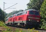 218 484-3 und eine weitere 218 mit IC 2012 Allgäu in Ulm am 04.08.2014.
