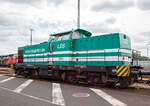 Die 293 511-2 (92 80 1293 511-2 D-LDS) des Eutiner Eisenbahnunternehmen LDS GmbH (LDS steht f�r Logistik, Dienstleistungen und Service) steht am 07.07.2019 mit dem Drehhobel D-HOB 4.0 (D-HOB 2500) der