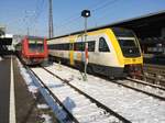 Neige - Triebwagen unter sich:  Die beide in Ulm beheimateten Triebwagen der Br 611 und 612 am 23.01.17 in Ulm.