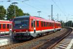   Der Dieseltriebzug 628 223 / 928 223  Gemeinde Burgwald  (95 80 0628 223-9 D-DB / 95 80 0928 223-6 D-DB) der Kurhessenbahn (DB Regio) ist am 13.08.2014 in den Bf Cölbe, als RB 42  Burgwaldbahn 